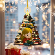 Personalisiertes „Liebe zum Lesen“ Holzornament – Benutzerdefinierte Weihnachtsbaumdekoration für Kinder & Buchliebhaber | Einzigartiges Urlaubsgeschenk