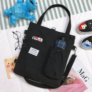 Harajuku Canvas Backpack Tote for Girls Black
