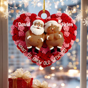 Personalized Couple Christmas Ornament – Custom Name “I Want To Grow Old With You” Wooden Heart