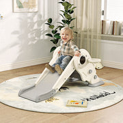 3-in-1 faltbare Kinder-Rutsche mit Klettergerüst und Basketballkorb, Indoor-Spielplatzset für Kleinkinder mit sicher verstärkter Basis (Cremeweiß & Grau)