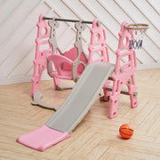 3-in-1 Kinderschaukel und Rutsche mit Basketballkorb, Indoor-Klettergerüst Spielplatz und sicherem PE-Material (Alter 3-6 Jahre)