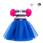 Girls Cartoon Role-Play Tulle Dress Set – Striped Party Outfit
