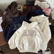 Winter-Kapuzenpullover-Set für Kinder mit Pelzfutter – Kapuzenpullover und Hose (2-teilig)