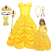 Girls Yellow Princess Costume Gown – Ruched Skirt & Party Style