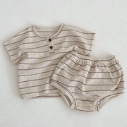Baby Striped Tee & Bloomer Set – Cotton Blend & Everyday Style