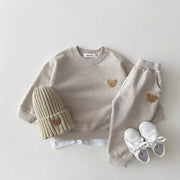 Modisches Sweatshirt-Set mit Bärenmotiv für Kleinkinder