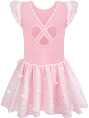 Girls Ballet Leotard Dress – Sparkly Cotton Dance Outfit