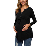 Maternity Long Sleeve Nursing Top – V-Neck Breastfeeding T-Shirt | Solid Color | 3 Colors | S–XXL