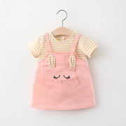 Baby-Prinzessinnenkleid mit Cartoon-Katze und Streifen (6–24 Monate)