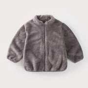 Kids Corduroy Plush Coat – Zip-Up Turtleneck & Cozy Warmth