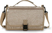 Tragbare Wickelmatte und Reisetasche, übergroße wasserdichte Wickelunterlage mit Feuchttücher-Tasche, Kopfkissen und verstellbarem Schultergurt (Khaki/Grau)