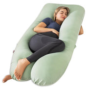 U-Shaped Pregnancy Pillow – 55" Cooling Maternity Body Pillow with Bamboo Rayon Cover for Pregnant Women