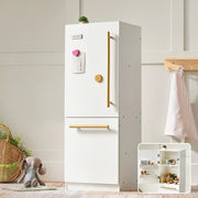 Wooden play kitchen fridge for kids with magnetic door