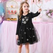 Snowflakes Long Sleeve Mesh Dress