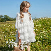 Vintage Lace Pleated Long Sleeves Dress