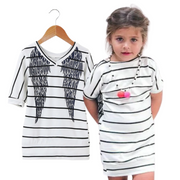 Stripes Angel Wings Mommy and Me Matching Tee Dress