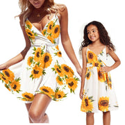 Vestido casual holgado con patrón de girasoles para madre e hija