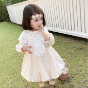 Robe à manches longues pour fille avec dentelle à motif floral
