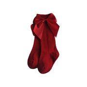 Kniehohe lange Socken mit großer Schleife