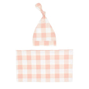 Babydecke mit Karomuster und Babymützen-Set
