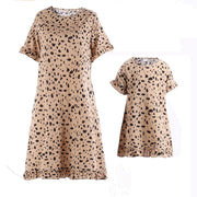 Mère et Fille Robe Assortie Motif Léopard