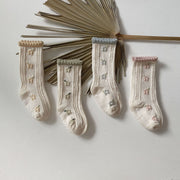 Socken mit Rüschen-Söckchen, Blumenmuster für Kinder