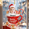 Personalisiertes Babyfoto „Frohe Weihnachten“ Acrylornament – ​​Benutzerdefinierter Name, Gesicht & Hautton
