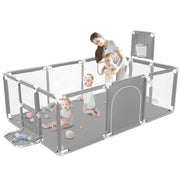 Extra-Large Rectangular Baby Playpen (71.6 Inches Long) with Basketball Hoop, 