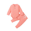 Strick-Babykleidungsset für Neugeborene: Stramplerhose mit langen Ärmeln und Knöpfen