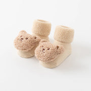 Niedliche Babysocken mit Cartoon-Bär: Winter-Anti-Rutsch-Baumwolle