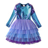 Girls Mermaid Print Tulle Party Dress – Layered Ball Gown Style