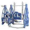Blauer PE-Material 3-in-1 Kinder-Rutsche Schaukel Basketballständer Set, geeignet für 3-6-jährige Kinder, Outdoor und Indoor Rutsche