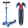 Foldable Children Scooter Adjustable Height Kick 3 Wheel Scooter with Flash Wheels Scooter for 3-12 Year Kids Gift – Deep Blue/Lime Green
