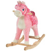 Interaktives Schaukel-Einhorn-Reittier für Kinder mit beweglichem Mund, wedelndem Schwanz und realistischen Galoppgeräuschen, Holzbasis-Spielzeug (Alter 3-6)