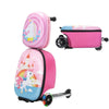 Kids Scooter Suitcase 2-Piece Set – 19" Ride-On Luggage with LED Wheels & Backpack for Travel