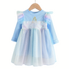 Princess Unicorn Print Knitted Sweater Mesh Dress