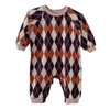 Diamond Pattern Knitted Long Sleeve Romper