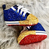 Shiny Tri-Color Baby Canvas Shoes with Rhinestones