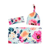 Set de manta para bebé: arrullo, pañuelo para la cabeza, gorrito con estampado floral