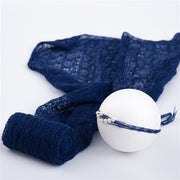 Set Selimut Bungkus Lembut Mohair Rajut dengan Bandana Bayi