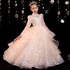 Elegant Sequin Long Sleeve Layer Luxury Gown