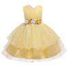 Floral Embroidery Layered Mesh Wedding Flower Girl Dress